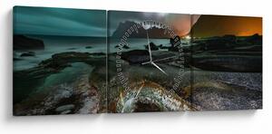 Obraz - Scena nocna (z zegarem) (90x30 cm)