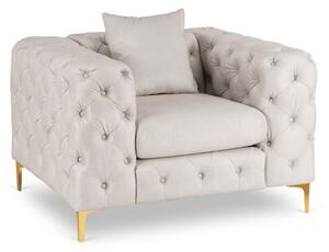 Fotel Wypoczynkowy SORRENTO 1S Kremowy Welurowy Nowoczesny Glamour