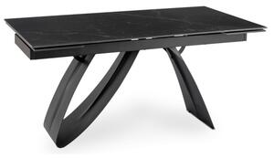 Stół Rozkładany Prostokątny DEVON 160-220 cm Ceramiczny Czarny Marmur/Czarny Nowoczesny