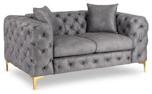 Sofa SORRENTO 2S Dwuosobowa Szara Welurowa Nowoczesna Glamour