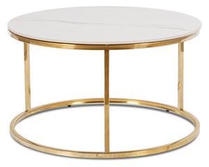 Stolik Kawowy VENICE 80 cm Biały Marmur/Złoty Nowoczesny Glamour