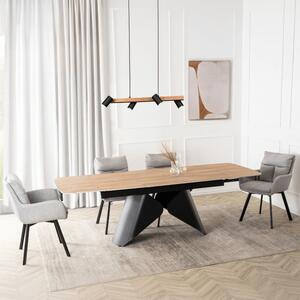 Zestaw Stół Rozkładany VERONA 160-240 cm Dąb/Czarny i 4 Krzesła CORTADO Szare
