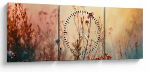 Obraz - Dzikie kwiaty (z zegarem) (90x30 cm)