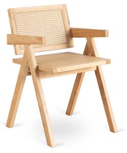 Krzesło Drewniane MADERA Dąb/Beż Ażurowe Retro