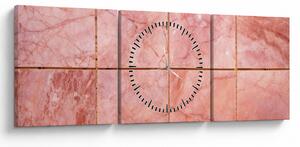 Obraz - Różowe, marmurkowe płytki (z zegarem) (90x30 cm)