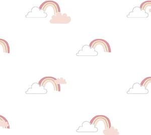 Noordwand Tapeta Mondo baby Rainbows, biało-różowa