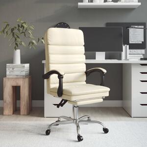 Rozkładane, masujące krzesło biurowe, kremowe, sztuczna skóra