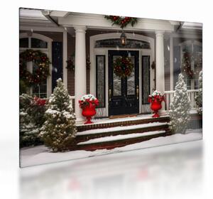 Obraz na szkle - Świątecznie udekorowany dom (70x50 cm)