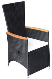 Rozkładane krzesła ogrodowe 2 szt., poduszki, rattan pe, czarne