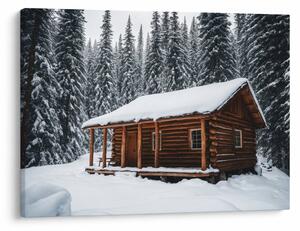 Obraz - Pokryta śniegiem chata (70x50 cm)