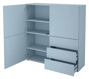 FMD Szafka z 3 szufladami i 3 drzwiczek, 99x31,5x101,2 cm, niebieska