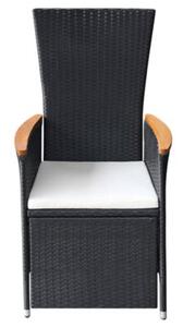 Rozkładane krzesła ogrodowe 2 szt., poduszki, rattan pe, czarne