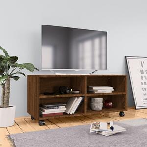 Szafka pod TV, na kółkach, brązowy dąb, 90x35x35 cm
