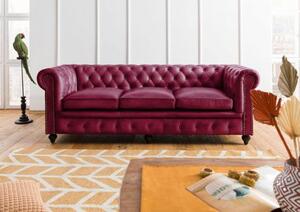 CHESTERFIELD Sofa #403 Czerwona skóra naturalna 216x82x75 cm