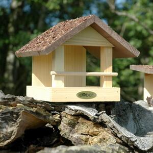 Dobar Karmnik dla ptaków, z dachem z kory, naturalny i brązowy