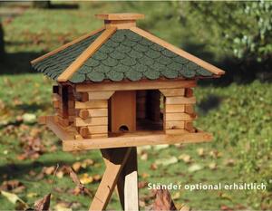 Dobar Kwadratowy domek dla ptaków, zieleń i naturalny kolor drewna