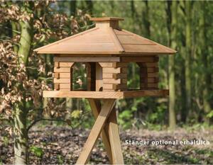 Dobar Domek dla ptaków, kwadratowy, z drewnianym dachem, brązowy