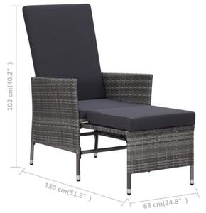 Zestaw Mebli Ogrodowych Komplet Wypoczynkowy Z Poduszkami Składany 3-Częściowy Szary Rattan Na Taras Balkon Ogród