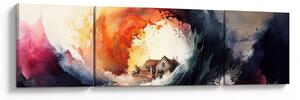 Obraz - W wirze powodzi, akwarela (170x50 cm)