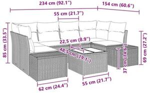 Zestaw Mebli Ogrodowych Komplet Wypoczynkowy Z Poduszkami 7-Częściowy Szary Rattan Do Restauracji