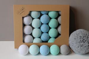Lampki dla dzieci kule Cotton Balls Mint Pastel - różne rozmiary