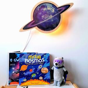 Drewniana lampka dla dzieci Saturn
