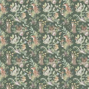 Tapeta Malumi WOODLAND DARK GREEN do pokoju dziecka