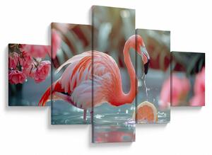 Obraz - Flaming w stawie (125x70 cm)