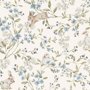 Tapeta do pokoju dla dziecka Meadow Friends with ducks and Bunnies
