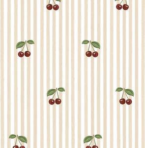 Tapeta do pokoju dla dziecka Little Cherries on Pink Stripes