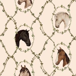 Tapeta do pokoju dla dziecka w konie: Watercolour horses beige