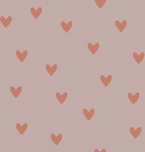 Tapeta do pokoju dla dziecka SIMPLE hearts pink and red brick