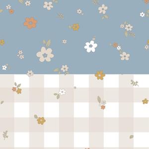 Tapeta do pokoju dla dziecka Boho Meadow Blue and Check