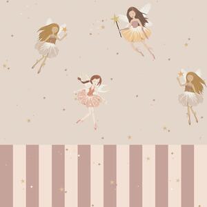 Tapeta do pokoju dla dziecka Fairies beige and stripes