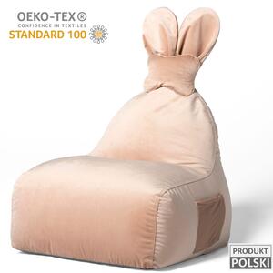 Pufa Bunny Velvet Blady Róż – siedzisko z oparciem dla dziecka FUNNY BUNNY