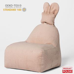Pufa siedzisko z oparciem do pokoju dziecka Bunny Sztruksowa - Różowa