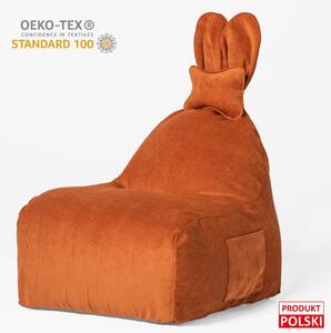 Pufa Bunny Sztruksowa Marchewkowa – siedzisko z oparciem dla dziecka FUNNY BUNNY