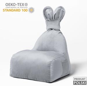 Pufa siedzisko z oparciem do pokoju dziecka Bunny Velvet - Jasnoszara