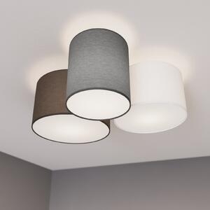 Lampa Sufitowa Lindby, Laurenz, ściemnialny, szary, salon, tkanina | tekstylia, nowoczesny