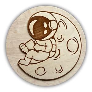 Drewniana lampka nocna „Astronauta na Księżycu” – kreatywna dekoracja do pokoju dziecka