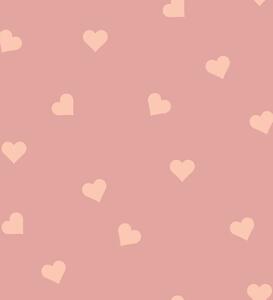 Tapeta do pokoju dla dziecka Hearts Peach on Pink