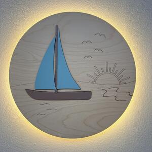 Drewniana lampka nocna "Żaglówka" – delikatna morska dekoracja do pokoju dziecka