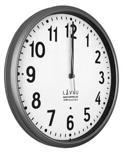 LAVVU Szary zegar Accurate Metallic Silver,sterowany radiowo, śr. 30 cm