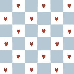 Tapeta do pokoju dla dziecka French hearts check