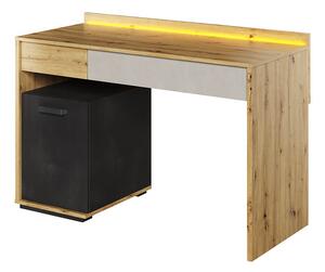 Biurko Qubic QB‑08 – nowoczesne i ergonomiczne biurko z LED, szufladami i szafką