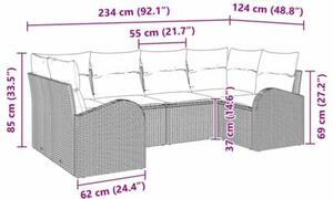 Zestaw Mebli Ogrodowych Komplet Wypoczynkowy Z Poduszkami 6-Częściowy Czarny Rattan Na Taras Balkon Ogród