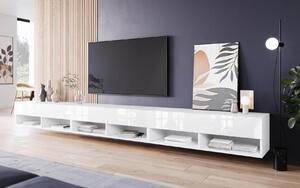 MINIO go for it, szafka pod TV, szafka dolna pod TV "ANNE", 300 cm, biały mat/biały wysoki połysk