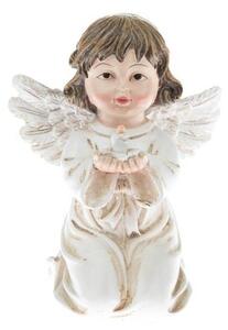 Biała figurka anioła z książką Dakls, wys. 10,5 cm