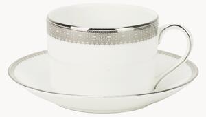 Filiżanka ze spodkiem z porcelany kostnej Vera Wang Lace Platinum