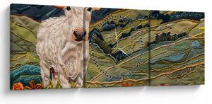 Obraz - Imitacja dzianego motywu (z zegarem) (90x30 cm)